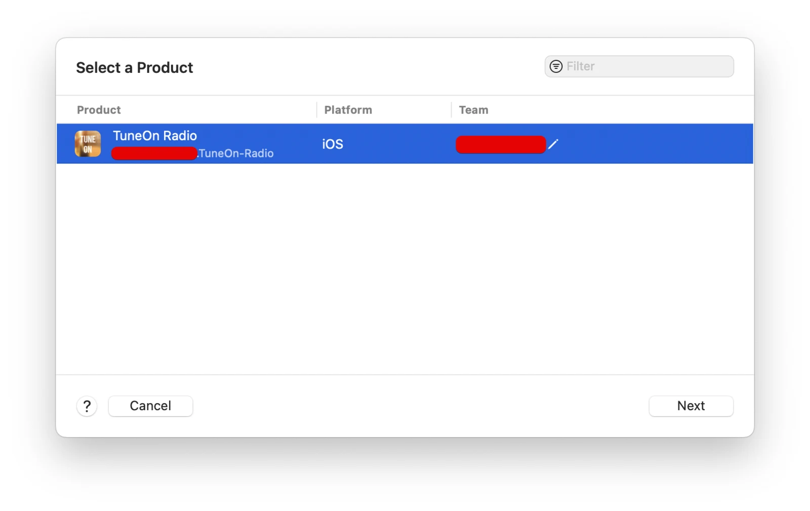 Selecting a product to build with Xcode Cloud